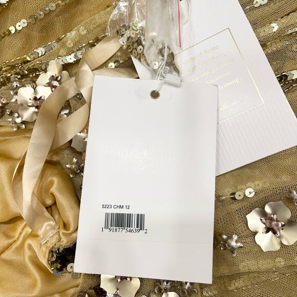 MAC DUGGAL 5223 Sequin & Floral Embellished Evening Gown Champagne 12 NEW - Picture 7 of 10